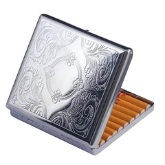 Men's 20 Pack Steel Cigarette Case, Stress Resistant, Silver Gray