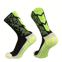 Anti Slip Silicone Bottom Mid Calf Athletic Socks For Football