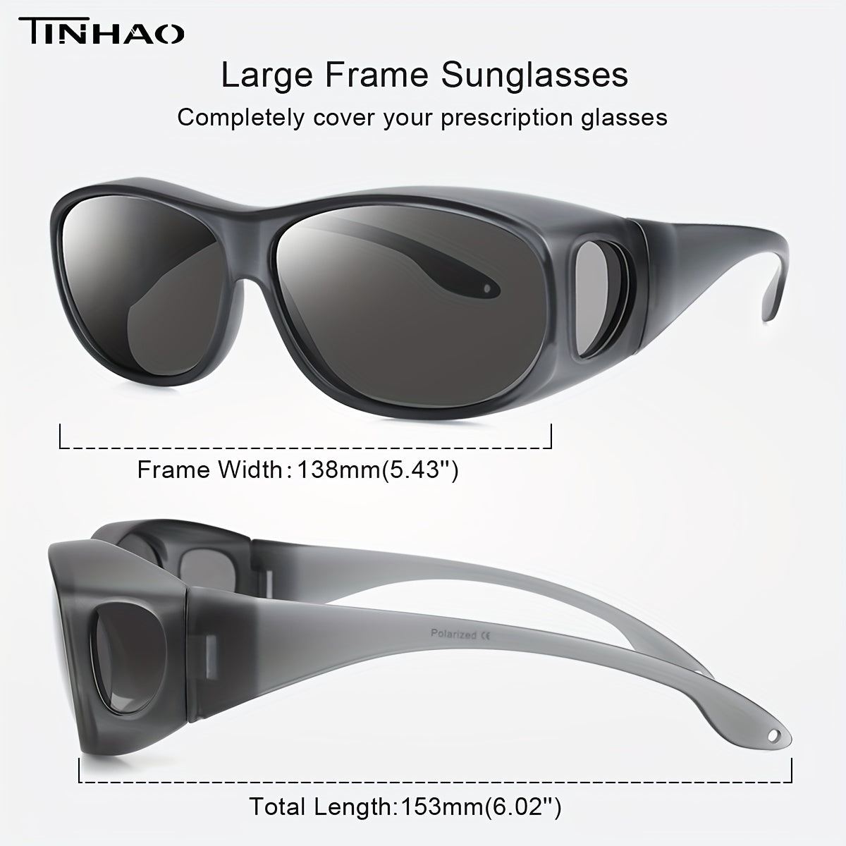 TINHAO Polarized Men's Sunglasses Fits Over Prescription Glasses