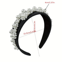 Faux Pearl Headband Wide Brim Headdress Hair Accessories For Women