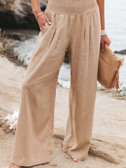 Boho Wide Leg Pants High Waist Casual Vacation Pants