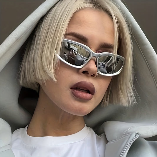 Y2K Wrap Around Sunglasses Mirrored UV400 Sun Shades