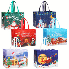 12pcs Christmas Gift Bags Large Xmas Party Favors Tote Bags With Handles