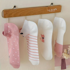 5 Pairs Cat Print Short Socks Breathable Ankle Stockings