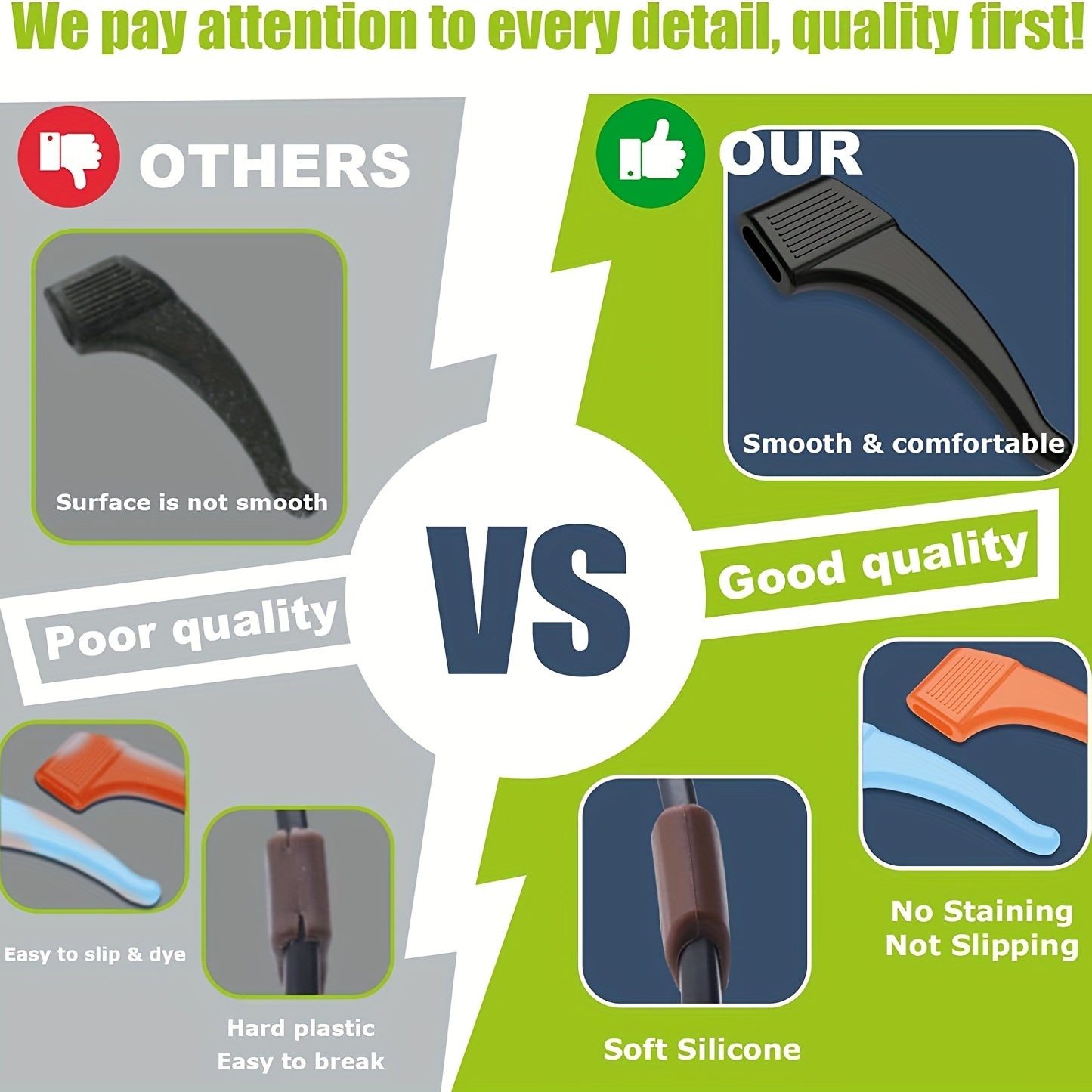 Silicone Anti Slip Glasses Ear Grip Strap Holder for Kids Adults Sports Eyewear
