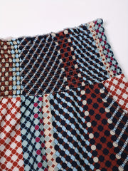  Colorblock Dot Print High Rise Wide Leg Pants