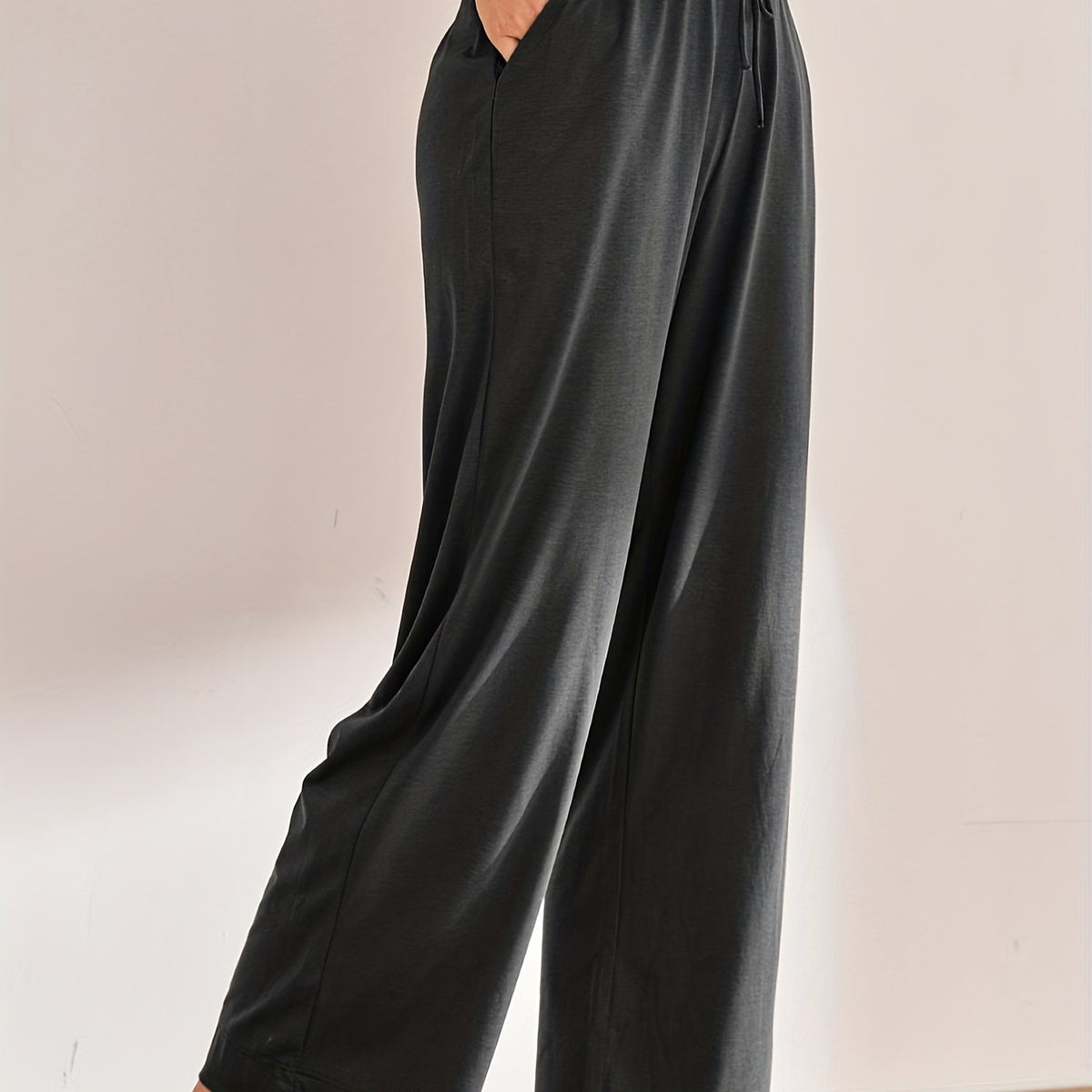 Women's Solid Lounge Bottoms Casual Tie Waist Pants