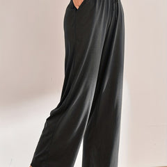 Women's Solid Lounge Bottoms Casual Tie Waist Pants