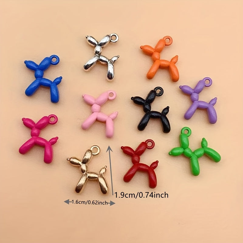 10pcs Mixed Balloon Dog Charms for DIY Jewelry Making
