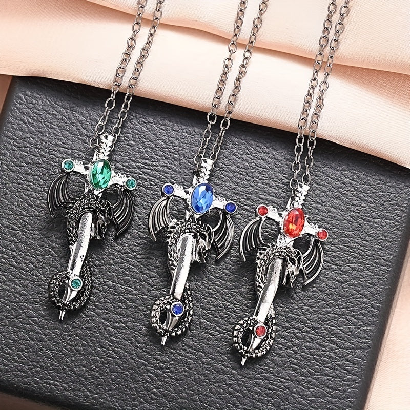 Vintage Dragon Sword Pendant Necklace For Men's Women's Necklace