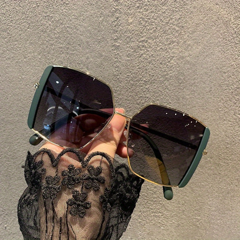 Oversized Square Sunglasses Gradient Metal Sun Glasses UV400