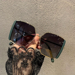 Oversized Square Sunglasses Gradient Metal Sun Glasses UV400