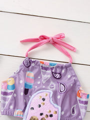 Ice Cream Halter One Piece Swimsuit for Little Girls