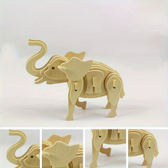 3D Animal Wooden Puzzle Educational Toy DIY Building Block Model