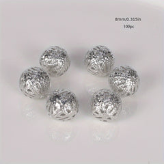 40-50-100pcs 4-20mm Hollow Round Beads DIY Spacer Bracelet Necklace Jewelry