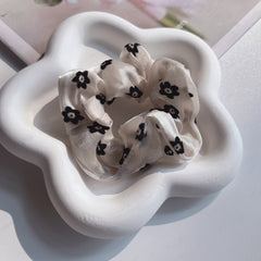 4pcs Polka Dot Scrunchies Hair Tie Organza Hair Rope Flower Print Hair Rope