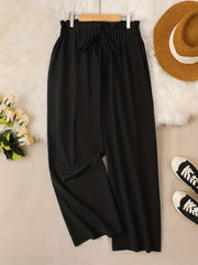  Women's Wide Leg Loose Trousers Elastic Waist