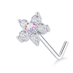 Stainless Steel Nose Ring Stud Flower Snowflake Butterfly Nose Piercing