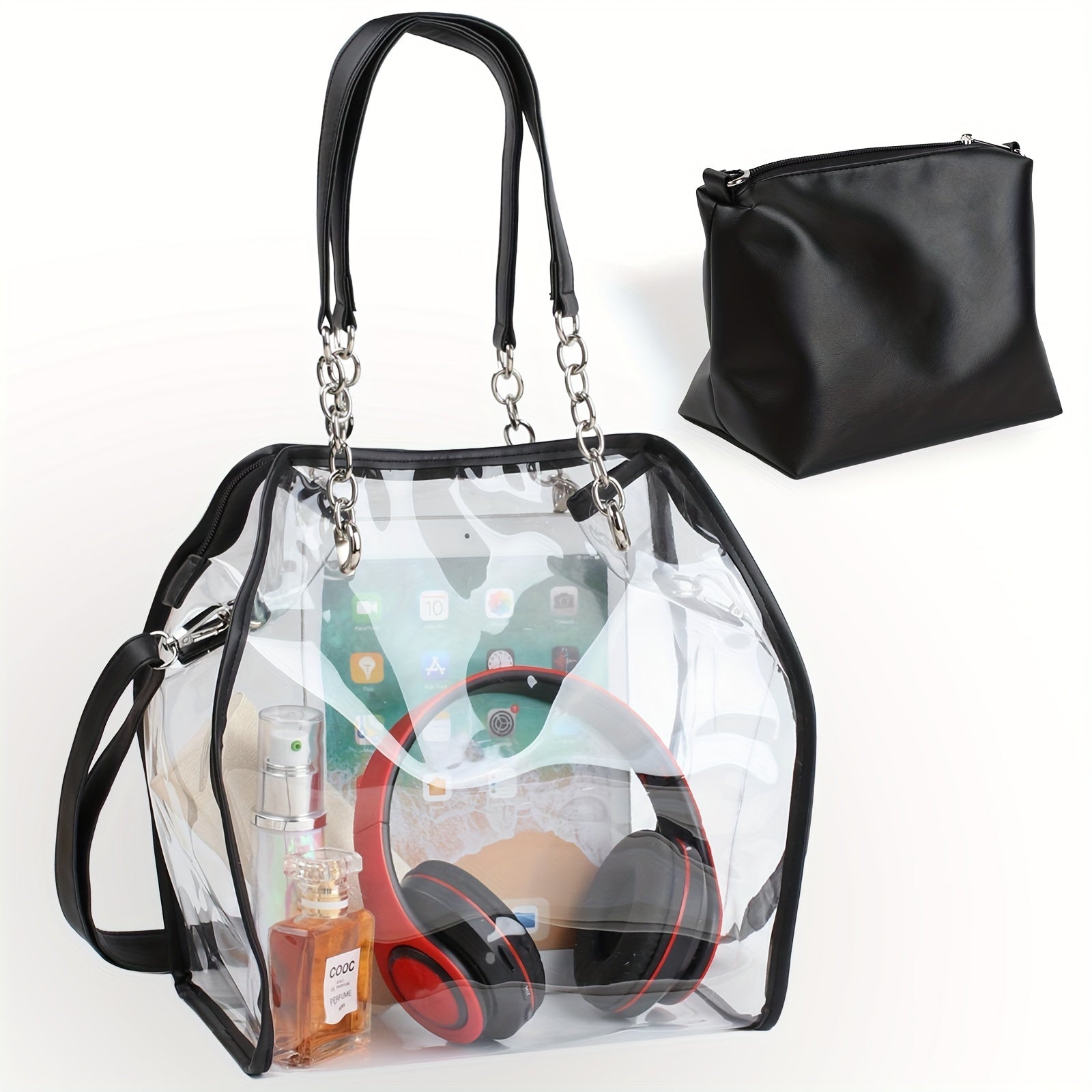 Clear Large Tote Bag Women's PVC Shoulder Handbag