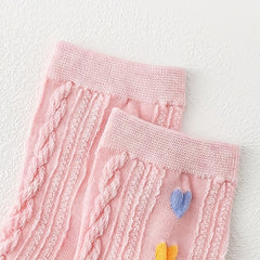 5 Pairs Heart Print Socks Comfy & Breathable Women's Mid Tube Socks