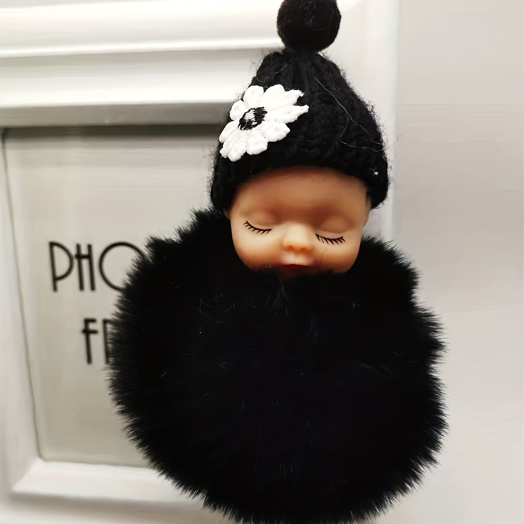Cute Wool Hat Doll Plush Key Chain Car Pendant