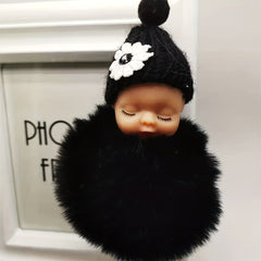 Cute Wool Hat Doll Plush Key Chain Car Pendant