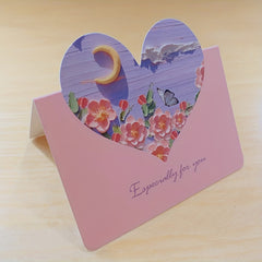 10pcs Love Heart Moon 3D Painting Flowers Holiday Teacher's Card Chinese Card