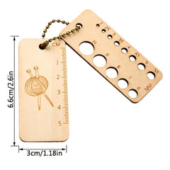 Wood Knitting Needle Gauge & Ruler Tool, 2-10mm