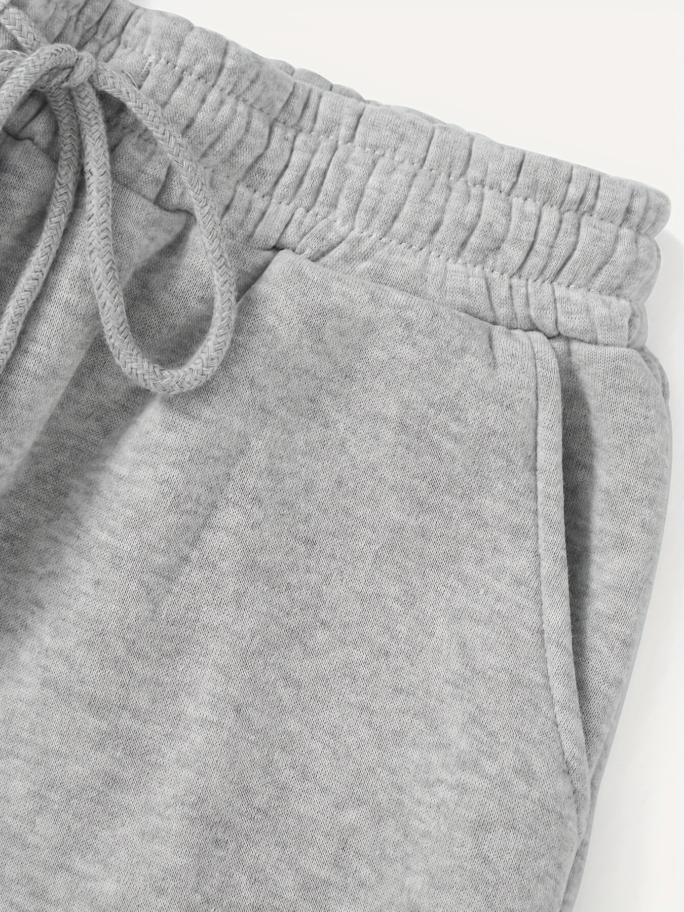  Art Letter Print Elastic Drawstring Casual Shorts