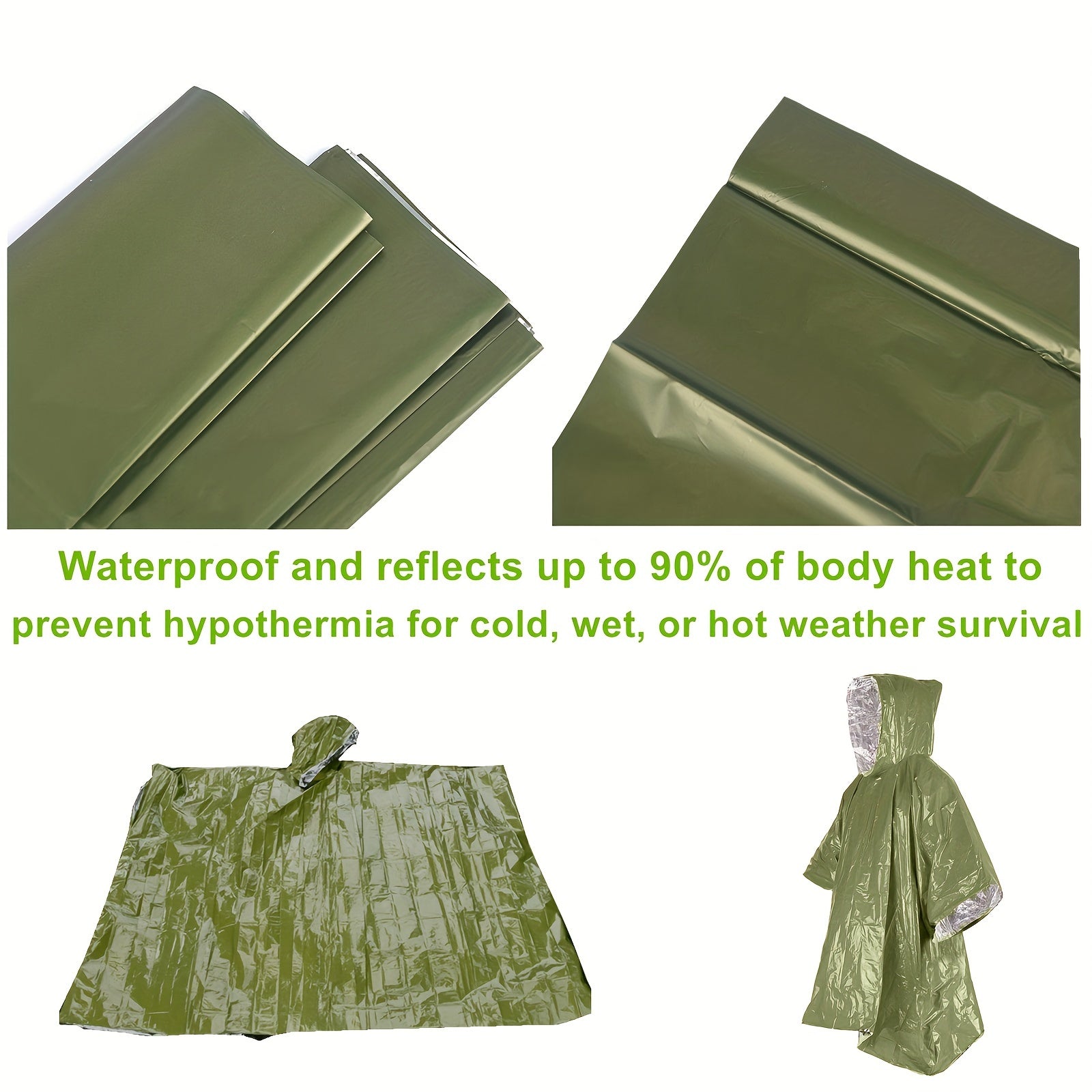 Portable Waterproof First Aid Raincoat with Survival Whistle