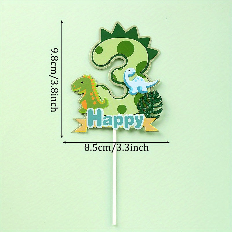 Green Dinosaur Cake Topper for Kids' Birthdays