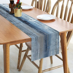 Burlap Rustic Table Runner Abstract Art Denim Contrast Farmhouse Style