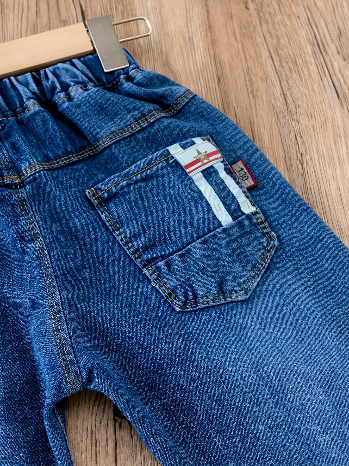 Boys Striped Lined Denim Trousers