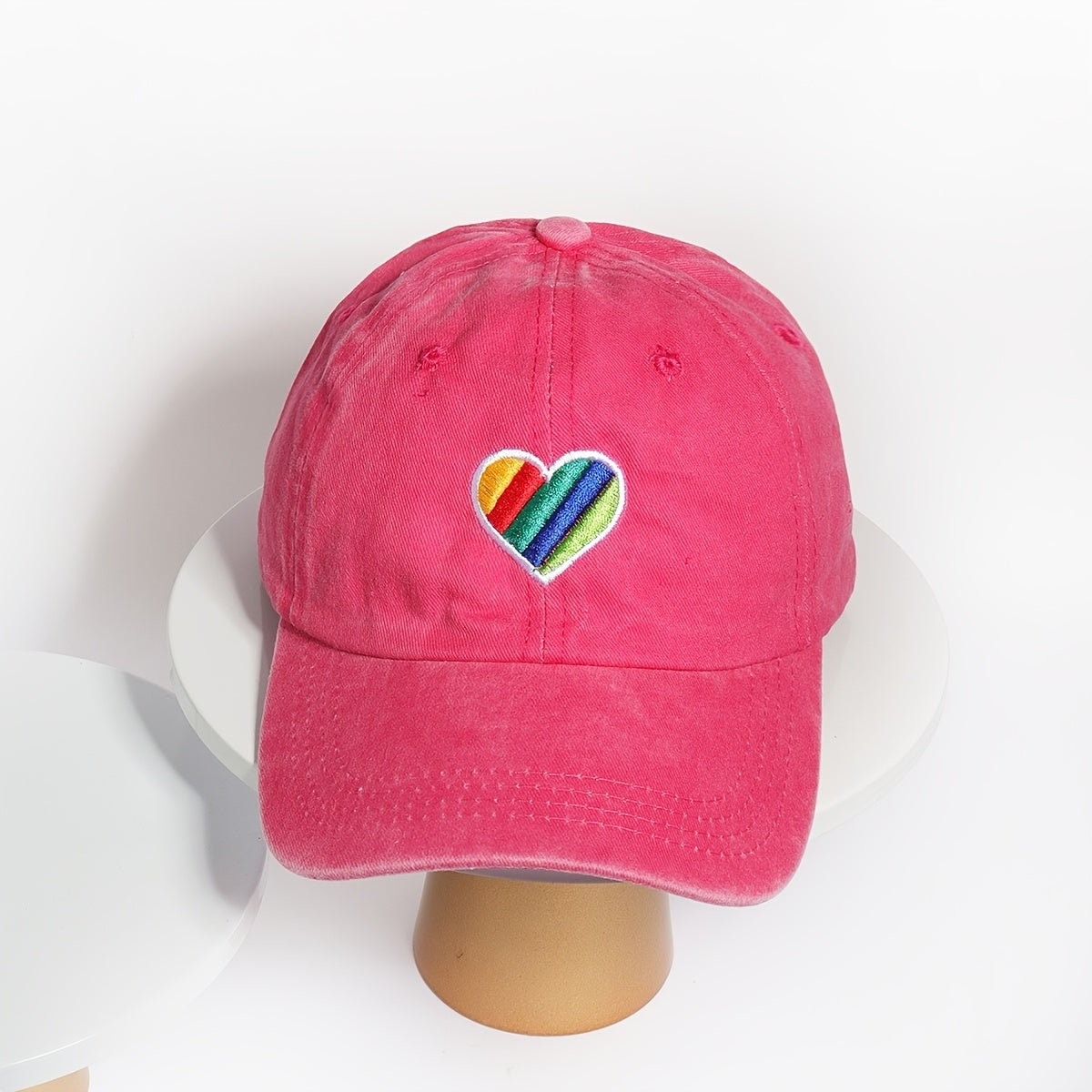 Rainbow Love Embroidery Baseball Cap Cotton Washed LGBT Pride Couple Dad Hats