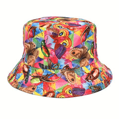 Colorful Butterfly Print Bucket Hat for Women Men