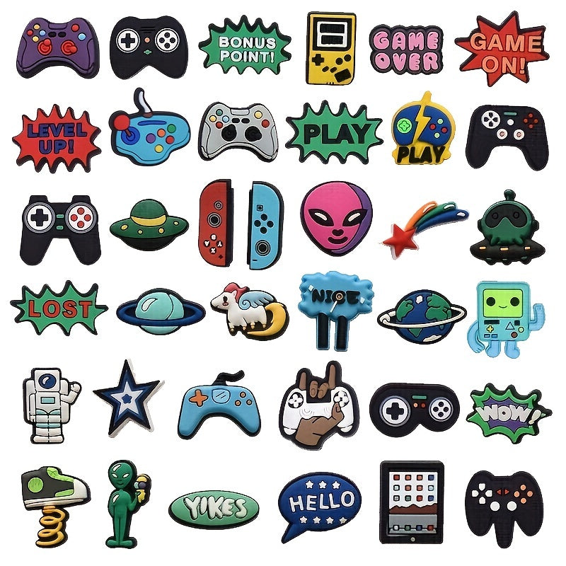 37 Cartoon Game Shoe Charms For Slides Sandals PVC Accessories Party Favors
