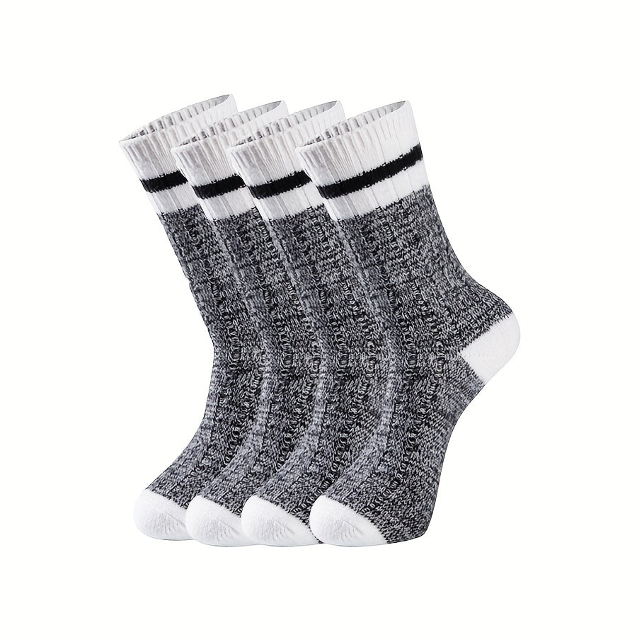 2 Pairs Striped Crew Socks Comfy & Warm Mid Tube Socks Women's Stockings