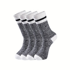 2 Pairs Striped Crew Socks Comfy & Warm Mid Tube Socks Women's Stockings
