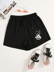 Butterflies Print Drawstring Shorts Y2K High Waist Summer Shorts