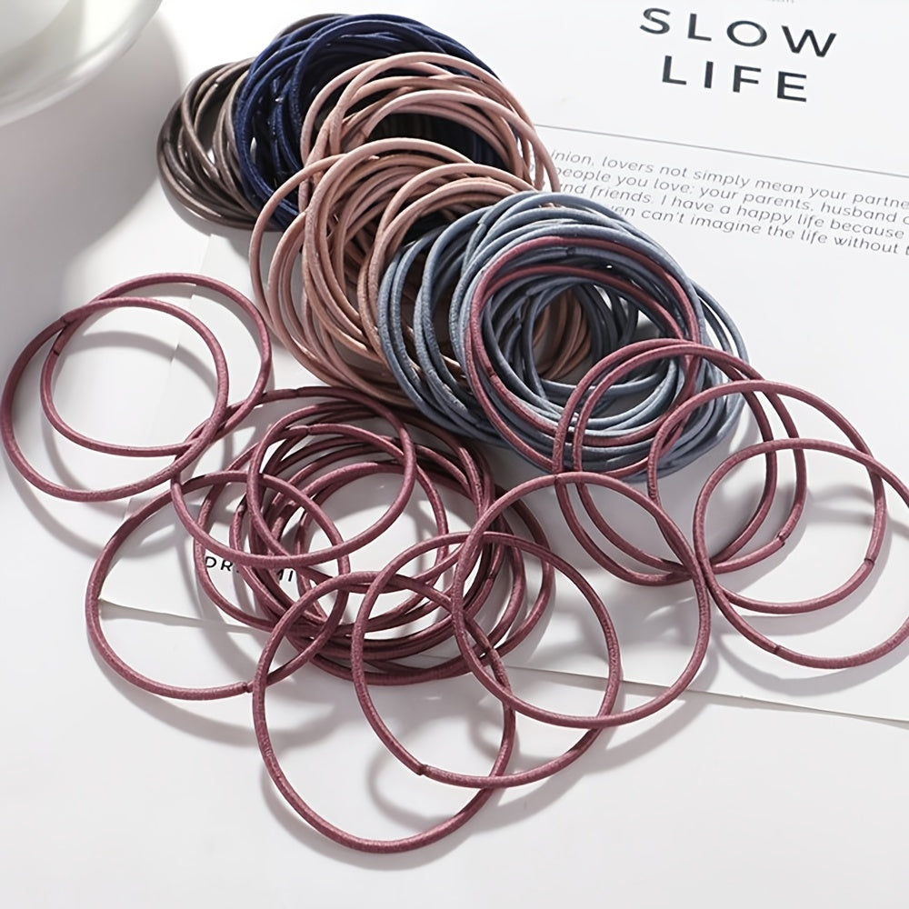 100pcs Multicolor Elastic Hair Ties Rubber Band Women Girls Hair Accessories