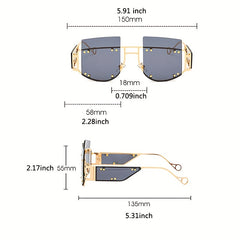 Y2K Rimless Sunglasses Rivet Tinted UV400 Sun Shades