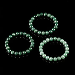 Men's Natural Jadeite Beads Bracelet 9mm 0.35inch Oil Sapphire Bead 21pcs