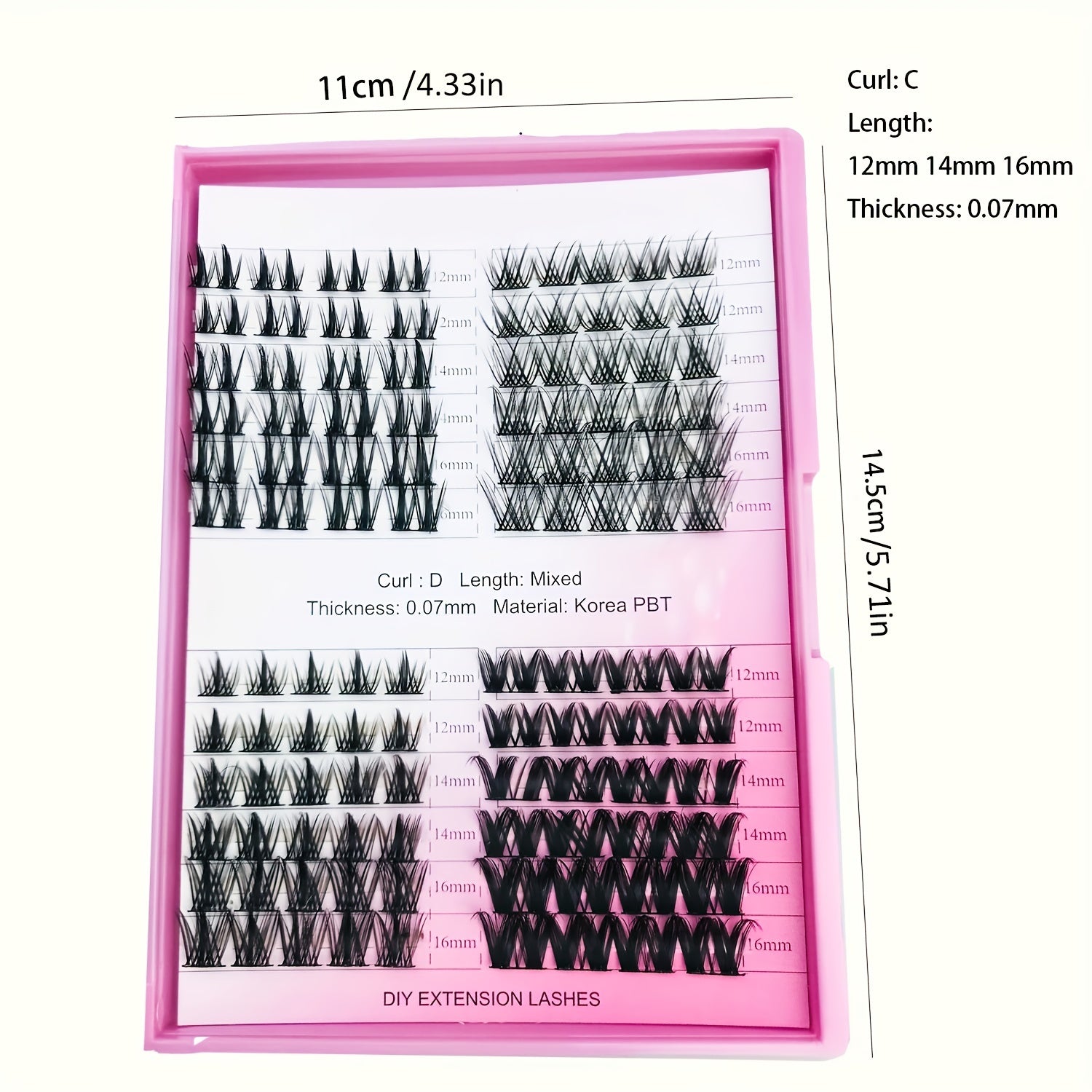 DIY Cluster Lashes 3D Effect DIY Lash Extension Kit 12 14 16mm Mixed Individual