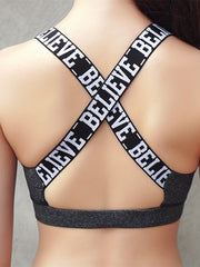 Letter Straps Sports Bra Comfy & Breathable Yoga Tank