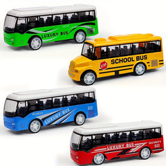 Alloy School Bus Toy Car Model Pull Back Simulation Vehicle