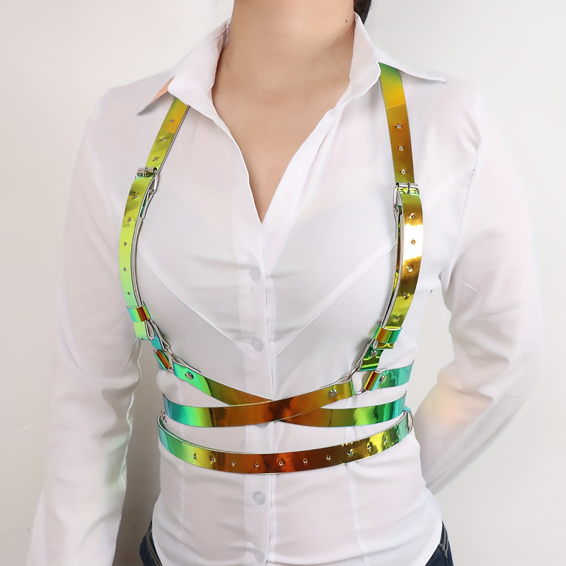 Gothic Cross PU Leather Harness Adjustable Corset Belt
