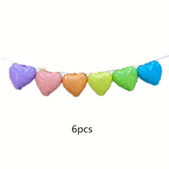 6pcs 25.4cm Love Macaron Aluminum Balloons - Birthday Party Decoration