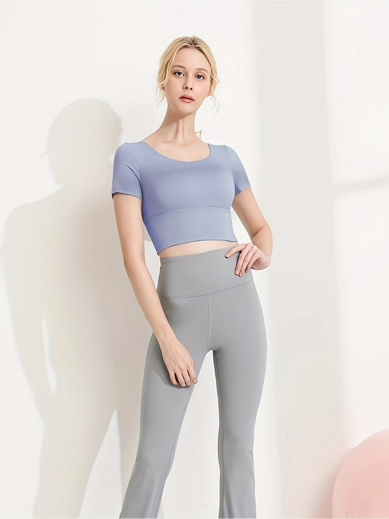 Short Sleeves Yoga Top Round Neck High Stretch Sports Tee
