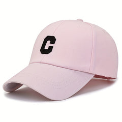 C Label Baseball Cap Cotton Solid Adjustable Sports Hat Outdoor Sunscree