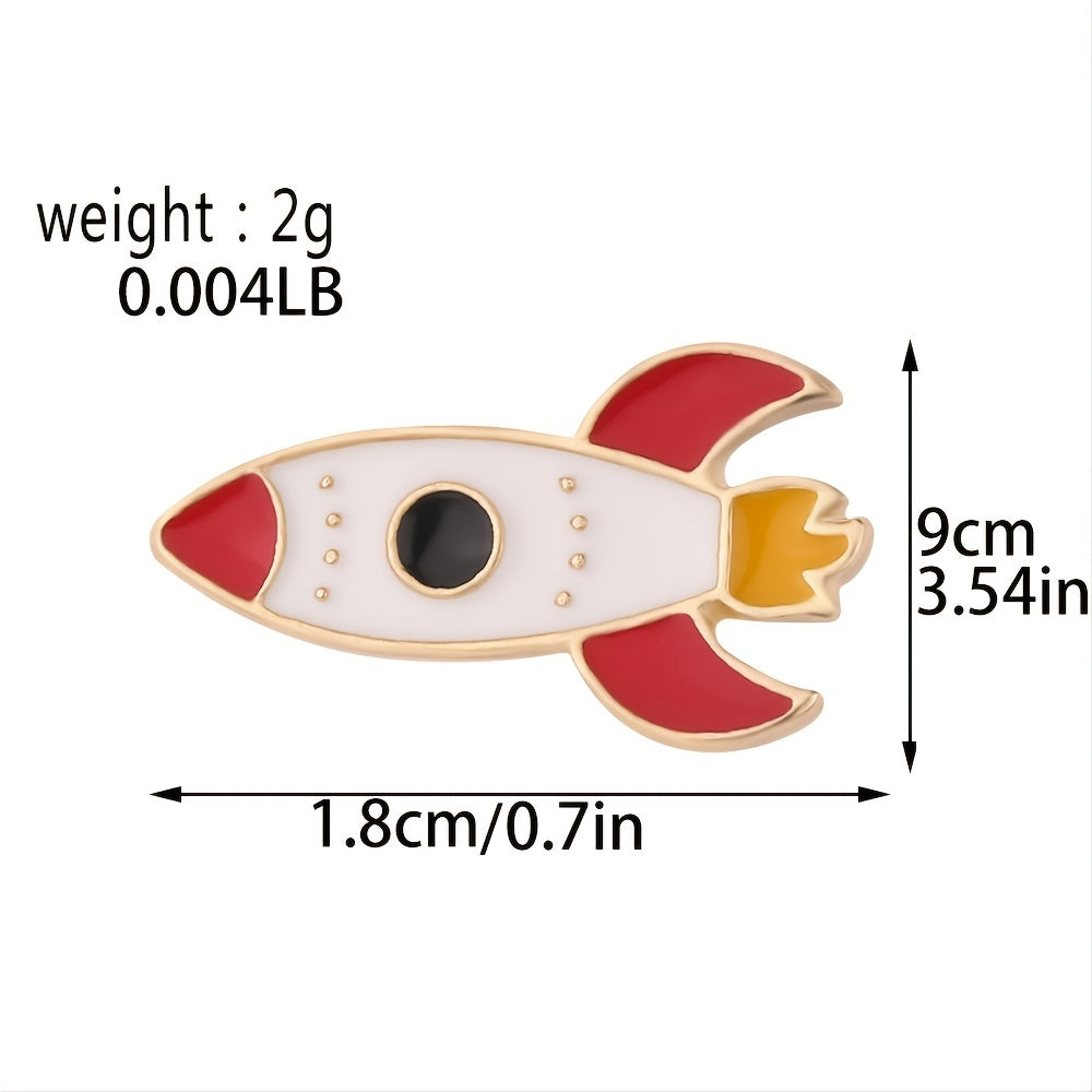 Cartoon Rocket Brooch Mini Enamel Pin Backpack Clothing Accessories